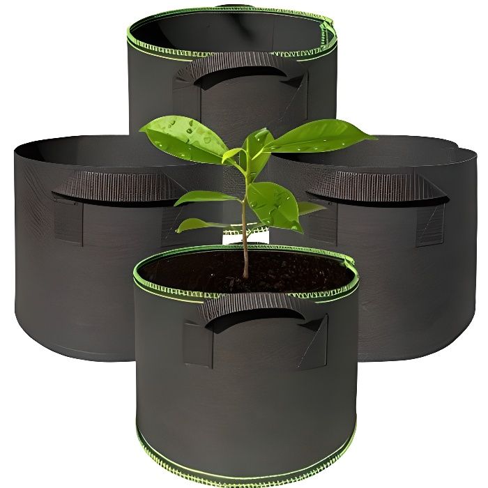 Sac Plantation,4 Pièces Pot Fleur Tissu avec Poignée Sac Plantes Textile pour Intérieur Extérieur Jardinage Balcon (5 gallons)