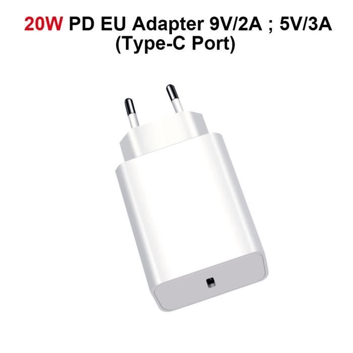 EU -Chargeur USB type c 20W,prise ue-US,charge rapide,adaptateur Portable pour téléphone iPhone 12-11-Pro-Max-8-Huawei-Xiaomi-Sam