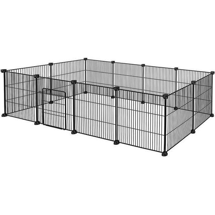 Comparer les prix de Aufun enclos extérieur 12 pièces grillage métallique enclos pour  animal avec porte pour petit animal course noir 142 x 72 x 36cm