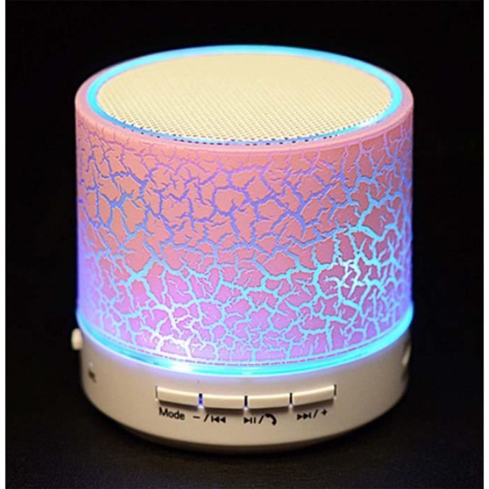 Mini Haut-Parleur Bluetooth Radio FM Portable Dissot Avec Lumière Colorée Et Appel Mains Libres - Rose
