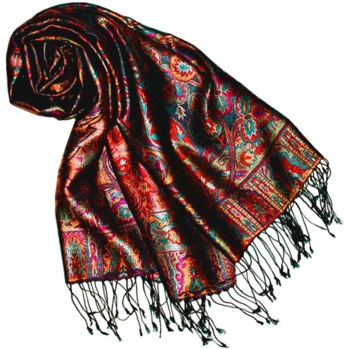 LORENZO CANA Pashmina Pour La Femme - U00e9charpe De 100% Soie Avec Les Mesures De 35 X 160 Cm