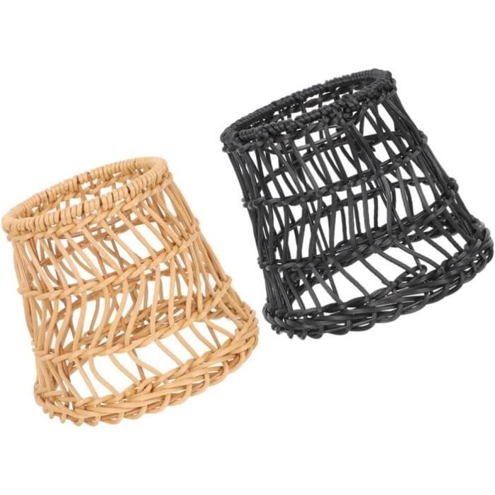 Abat-jour Boule En Rotin Tissé - Lot De 2 - 15x15 Cm - Style Pastoral - Pour Suspension Ou Plafonnier - 2