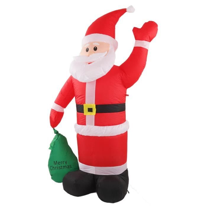 Décor Gonflable Père Noël 180 Cm - Avec Sac Cadeau Et Lumières LED - Pour Extérieur