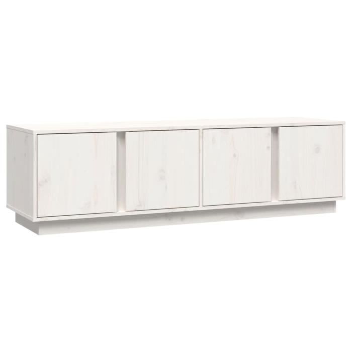 Meuble TV - DILWE - 140x40x40 cm - Bois de pin massif - Design épuré - Grand espace de rangement