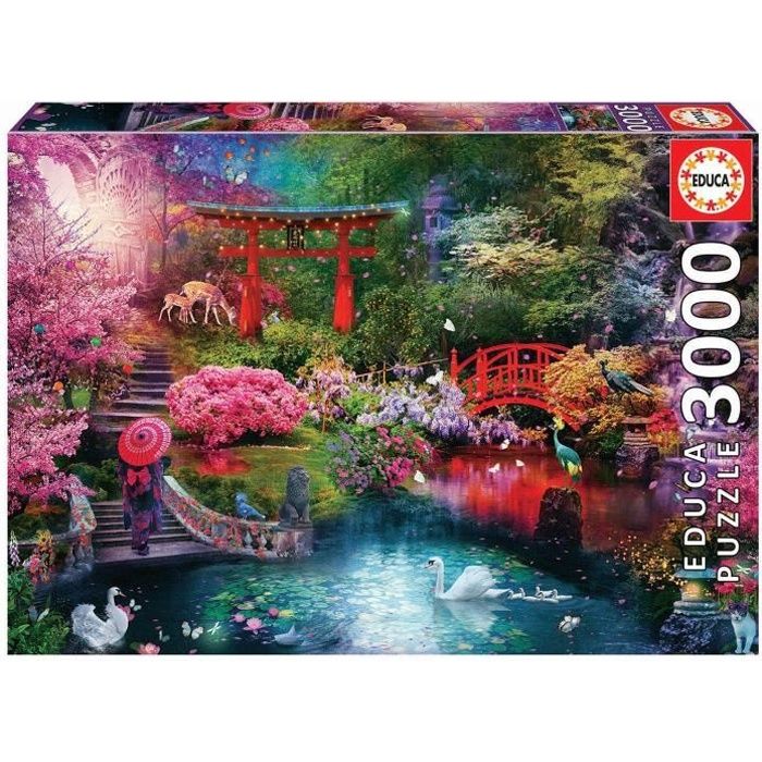 Puzzle 3000 pièces Jardin japonais - EDUCA - Rose - Voyage et cartes