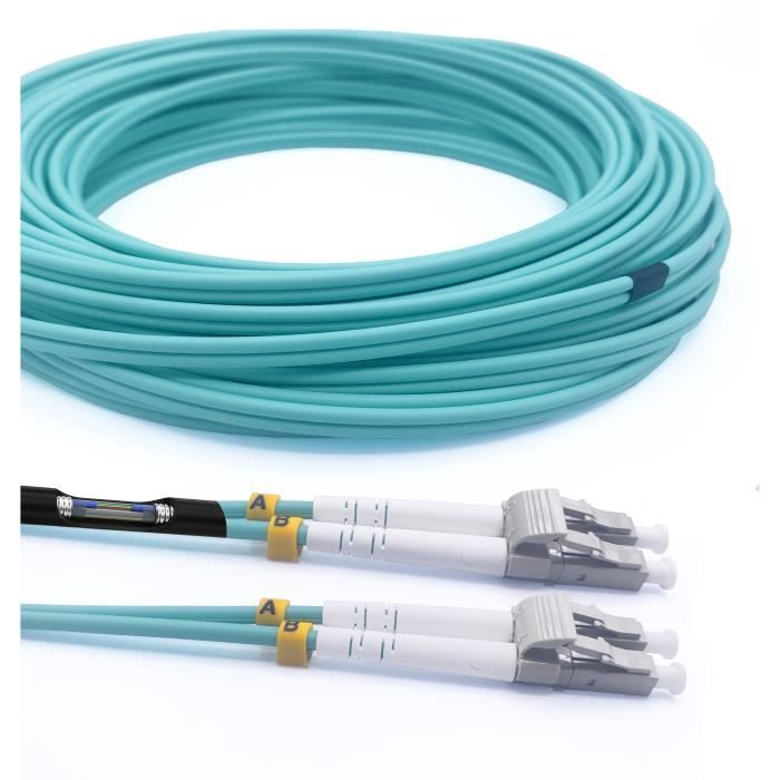 Elfcam Câble Fibre Optique MPO Femelle Vers 4 LC/UPC Duplex 8 Fibres OM3 Multimode 5m