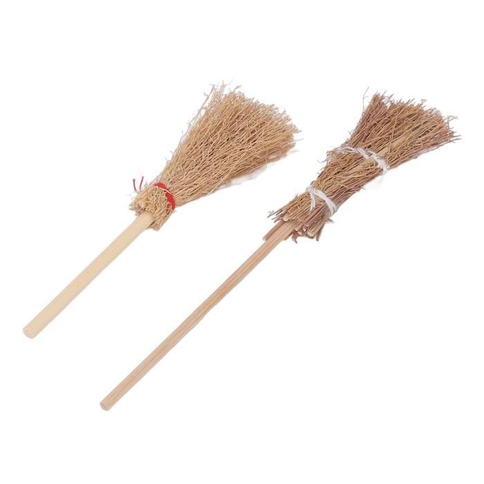 Petit Balai De Voyage En Paille De Riz - Manche Court 28 Cm - Balai Sorcière, Jardin, Camping - Écologique