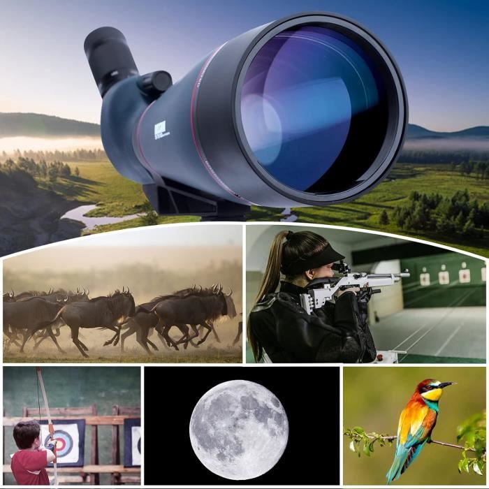 Longue Vue Puissante 25-75x100mm avec Adaptateur Téléphonique de Trépied et Sac de Transport - HD BAK4 Prisme FMC Lens pour Chass