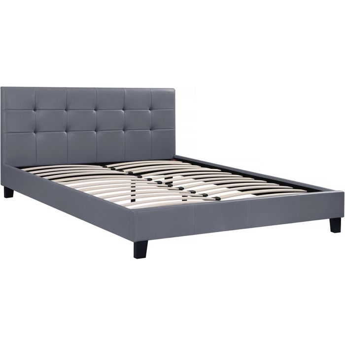 Lit double en pvc Julia - 140 x 190 cm - Gris