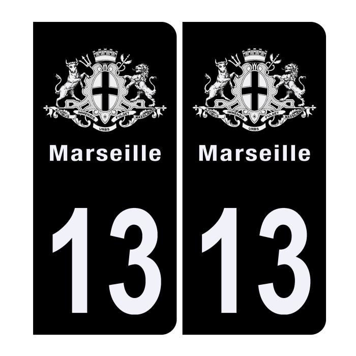 Autocollant plaque d'immatriculation Noire 13 Bouches du Rhône