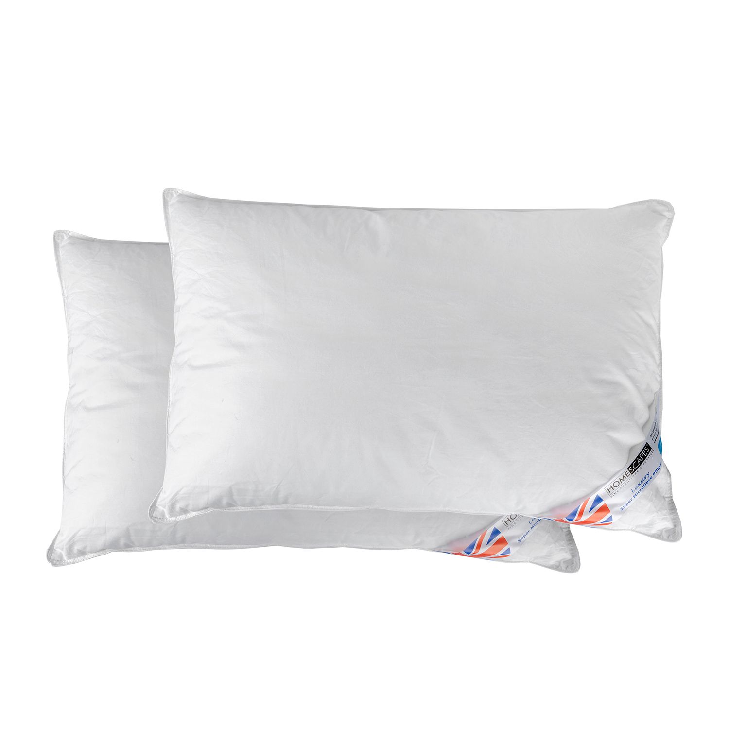 HOMESCAPES  - Lot de 2 oreillers en microfibre, 50 x 75 cm - Blanc