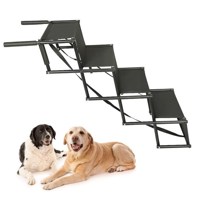 Comparer les prix de Escalier pliable pour chien - HOMEWELL - Noir - Taille 101*76*47 cm - Matériau acier inoxydable + tissu Oxford