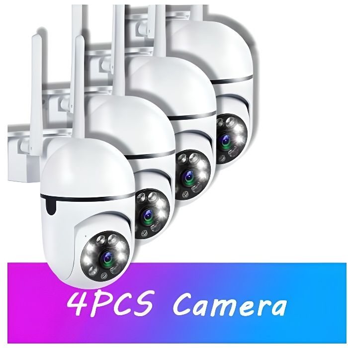 Caméra de sécurité extérieure HQLS - Vision 360° - Audio bidirectionnel - Blanc