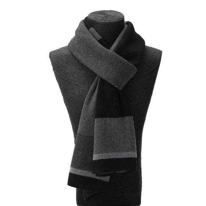 Écharpe Châle Unie 100% Laine Vierge – Femme Homme – Noire – Qualité Luxe