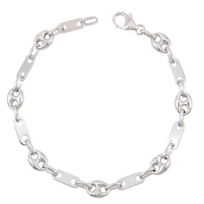 Bracelet Maille Grain De Café En Argent 925/1000 - 21 Cm - Neuf Avec Étiquettes - Mixte