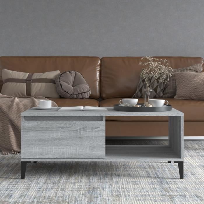 Table basse Sonoma gris 57x57x30 cm Bois d'ingénierie