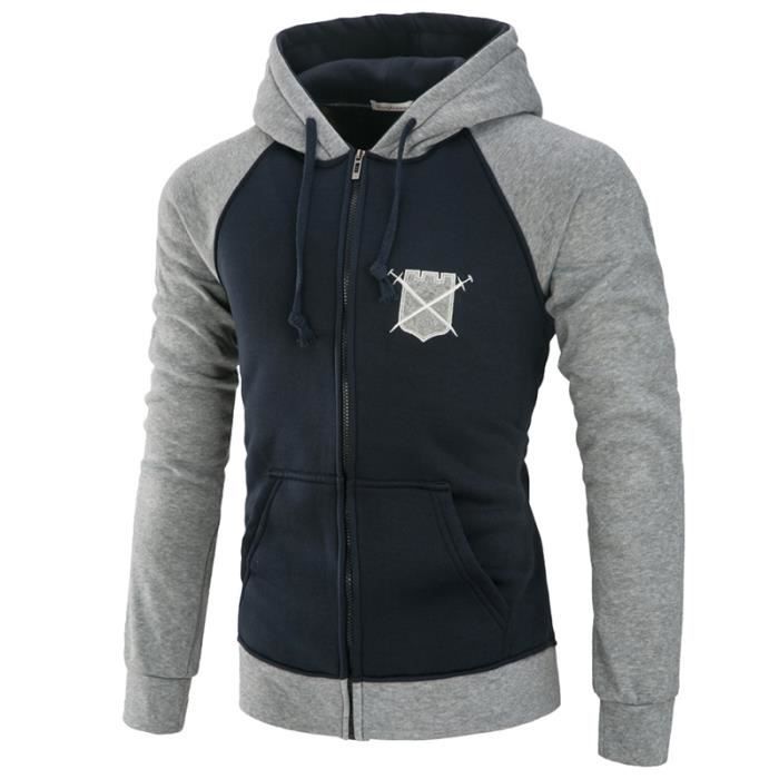 Sweat à capuche Homme slim - Marque M - Bleu - Manches longues - Adulte - Multisport