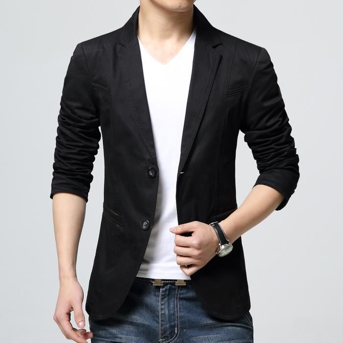 veste homme Marque mode veste affaires decontracte veste slim Nouveau hiver Grande tail costume Vetem kaki Noir