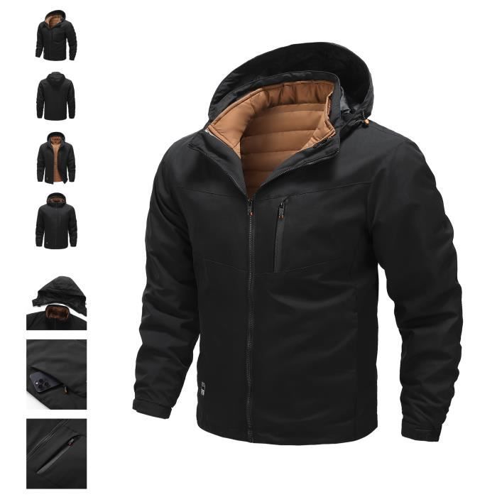 Manteau hiver pour homme avec capuche détachable business casual