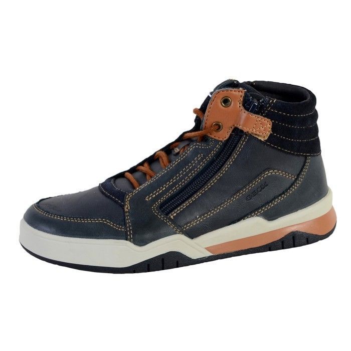 Geox Basket Montante Geox  Garçons J Perth B.D - SYNT+WAX.LEA - Navy/LT Brown