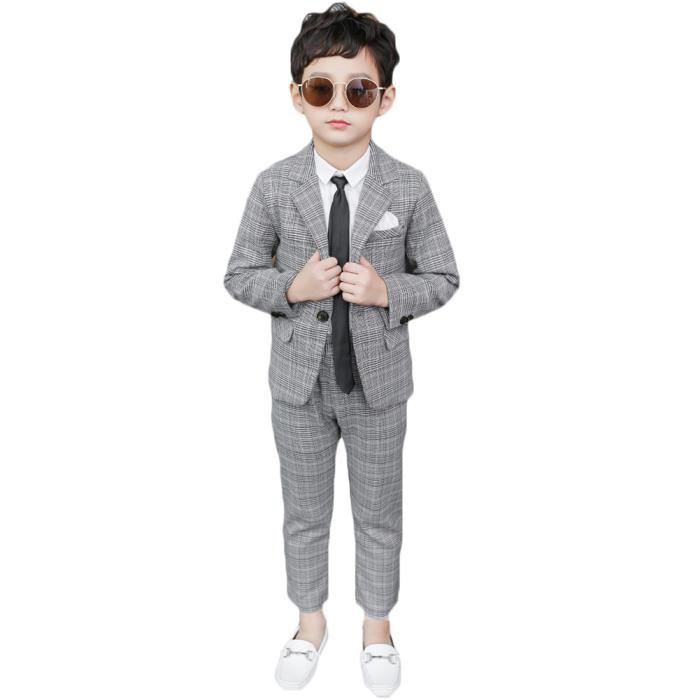 Costume Garçon D'honneur – Veste + Pantalon + Cravate + Broche, Tenue Cérémonie, Plusieurs Tailles (90 à 170 Cm) - 3