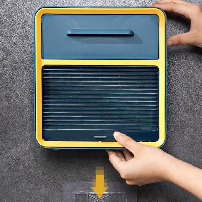 Distributeur Papier Toilette Mural Jumbo - Sans Perçage - Étanche ABS - 27x28x12cm - Noir
