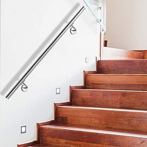 NAIZY 180cm Main Courante Escalier Acier Inoxydable Murale Garde-Corps Rampe Extérieure & Intérieure pour Balustrade Balcon Escalier
