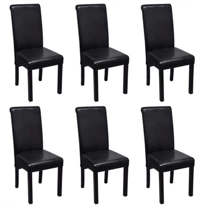 Chaise de salle à manger 6 pcs Cuir synthétique Noir - Achat / Vente