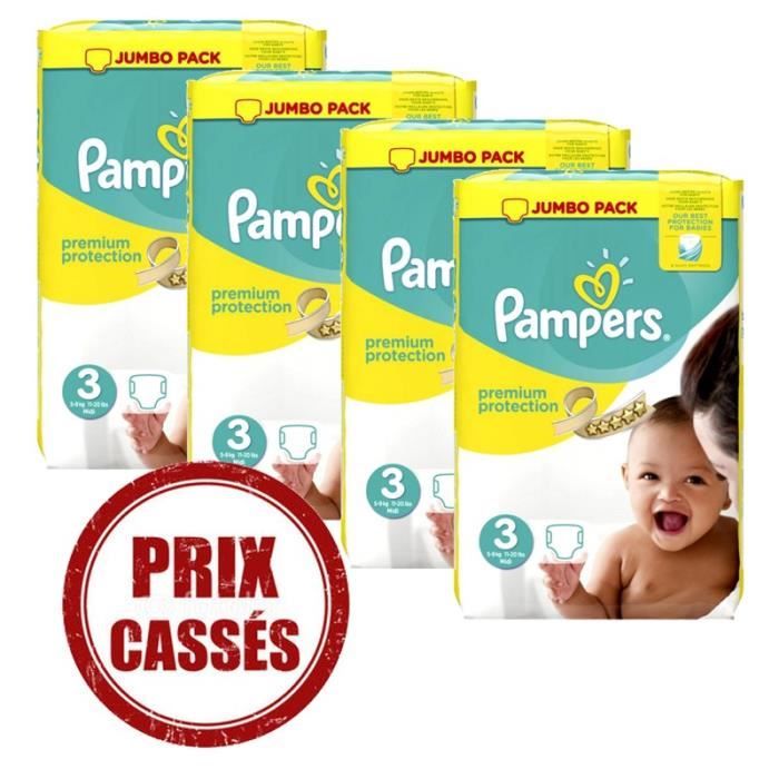Pampers Taille 3 329 couches bébé premium protection Cdiscount