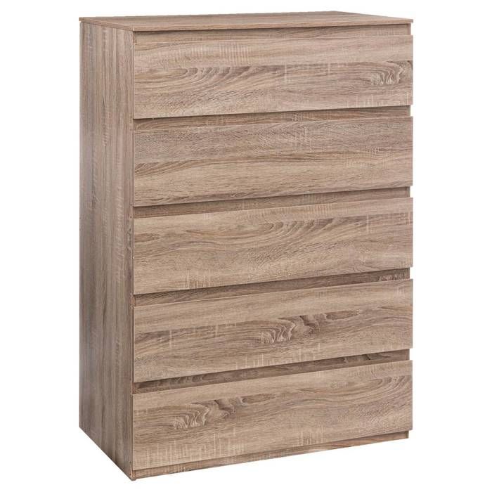 Commode 5 tiroirs Dolo effet bois naturel - 5five Commode 5 tiroirs Dolo effet bois naturel - 5five