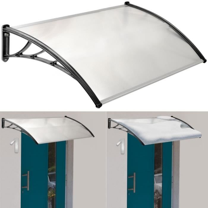 ID MARKET - Auvent de porte marquise d'accueil 80X120 CM polycarbonate