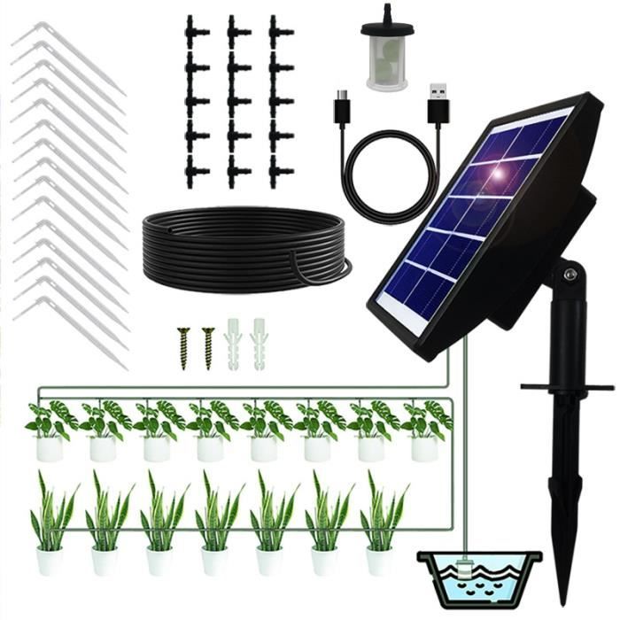 Kit D'arrosage Goutte à Goutte Solaire MULEVIP - 43 Pièces Avec Minuterie