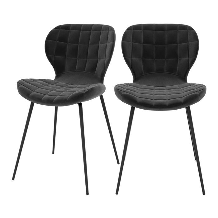 Lot de 2 chaises en velours noir - Mazzia - Maison Pavane