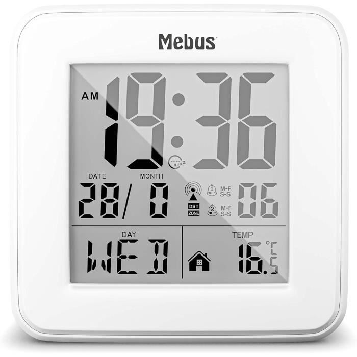 Réveil Cube LED Lumineux GOODS+GADGETS - 7 Couleurs Changeantes, Calendrier, Température, Alarme