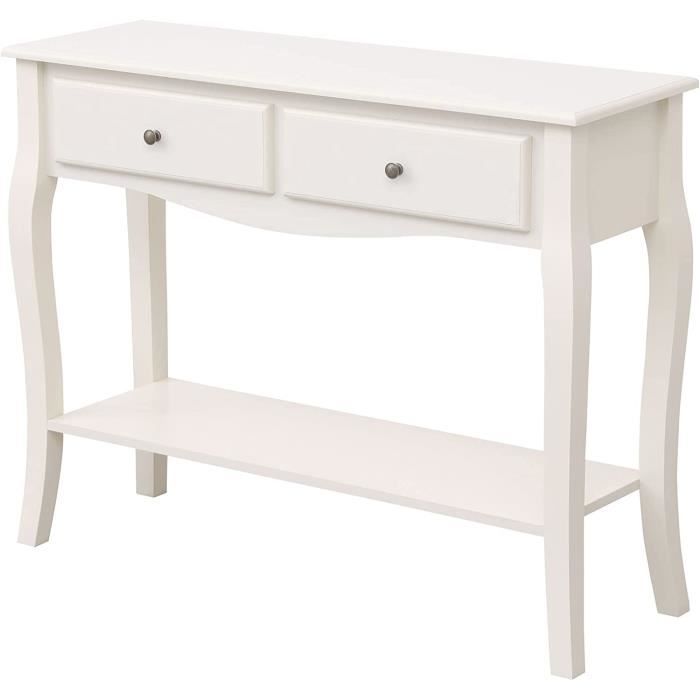 sogeshome Console moderne avec 2 tiroirs en bois pour entrée, couloir, salon, chambre à coucher 100 x 33 x 78 cm Blanc