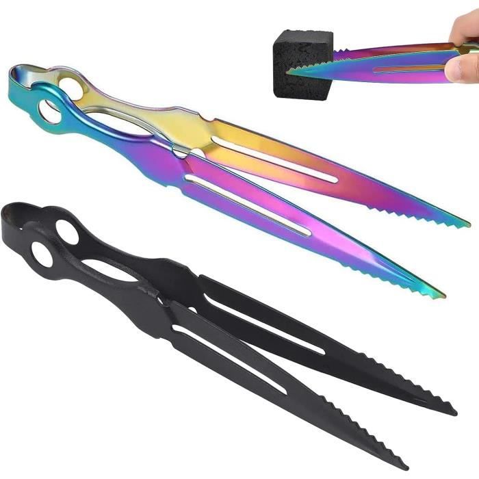 2 Pièces Pinces à Narguilé Inoxydables - Pince Charbon Shisha Avec Dents Agrippantes, Accessoires Narguilé Durables 23cm