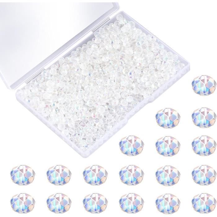 200 Perles Cylindriques Courtes En Verre Murano Transparent - 9mm - Pour Création Bijoux - Neuf