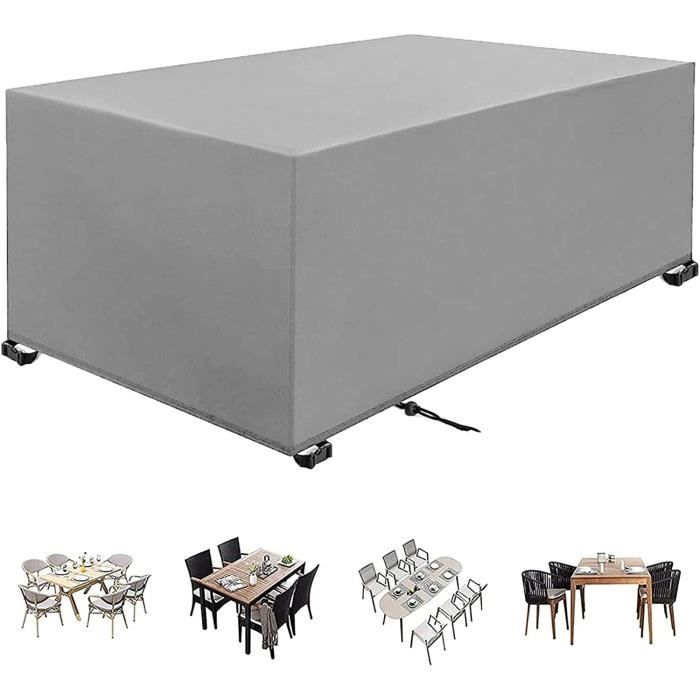 Housse Table De Jardin 140x140x100cm Argent 420D Oxford Tissu