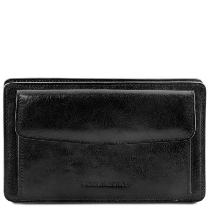 Tuscany Leather - Denis - Elégante pochette en cuir pour homme - Noir (TL141445)