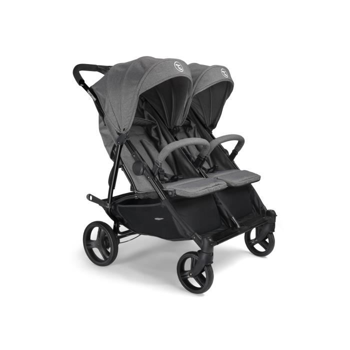 Twistshake Poussette bébé pliable Twin avec harnais 5 points - Poussette légère - Poussette de voyage avec siège réglable - Gris