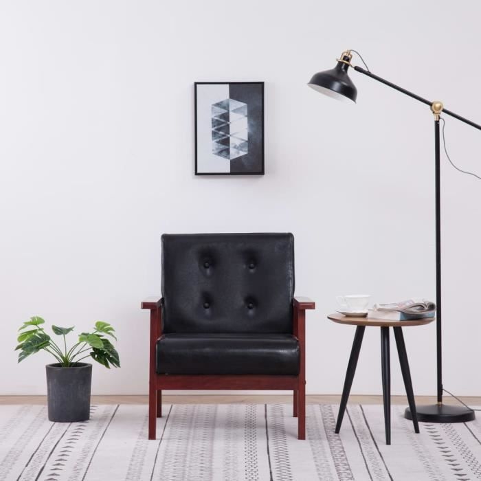 Noir Fauteuil Noir Similicuir Desgin classique -{3485}