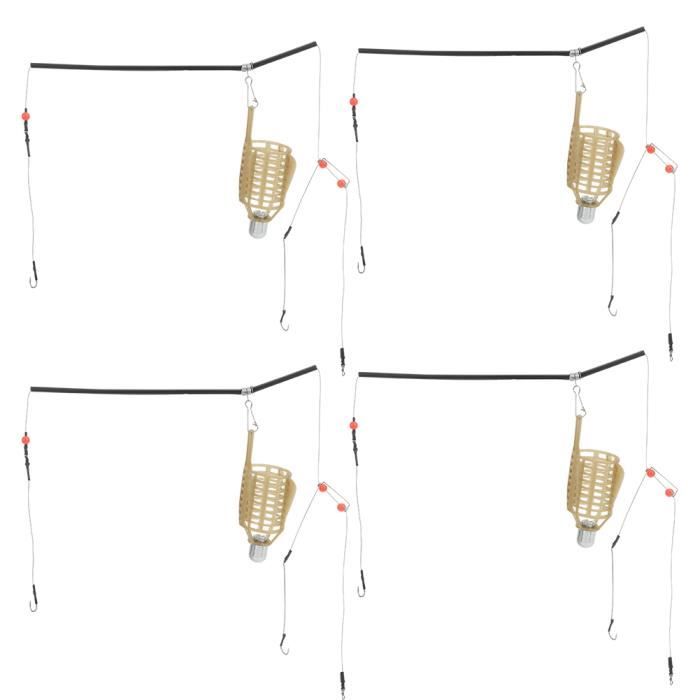 Cage Appât Carpe Avec 6 Hameçons – Mangeoire Pêche Longue Ligne En ABS Et Acier – Vert