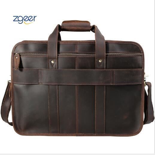 CLUCI Cuir Homme Porte-documents Grande Capacit/é Sac dordinateur Portable de Voyage Sac d/épaule de Business Marron