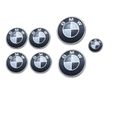 Kit 7 pcs BMW Logo/ Embleme/ Badge Carbone Noir et Blanc  82mm + 82mm-1