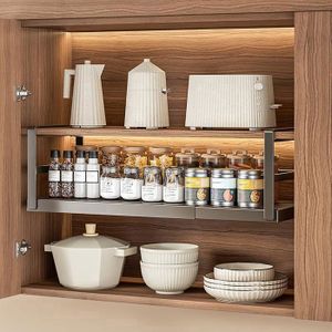 Lot De 4 Paniers Rangement Suspendus WEERSTONE - Métal Blanc Pour Cuisine, Placard
