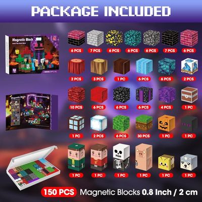 Kryzomat – 100 Blocs Magnétiques, 24 Couleurs, Château Hiver, STEM Dès 3 Ans, Cadeau Noël