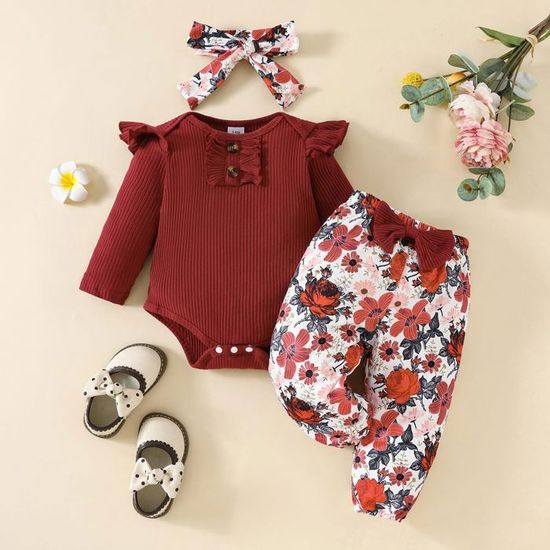 Combinaison Bébé Fille Sans Manches Yanmucy - Volants Et Bandeau, Coton été 0-18 Mois Avec Accessoire Papillon