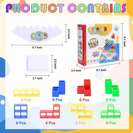 Tour Tetris 32 Pièces – Jeu D'Équilibre Et Construction, Cartes De Défi – Cadeau Enfant Adulte, Idéal Soirées En Famille