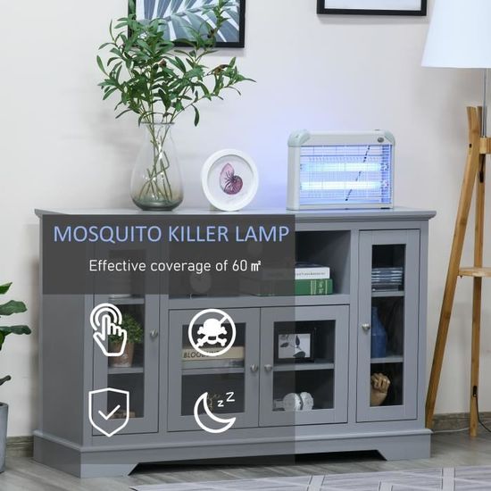 OUTSUNNY Outsunny Lampe UV anti-insectes anti moustique tue mouche  électrique destructeur d'insectes 20 W gris pas cher 