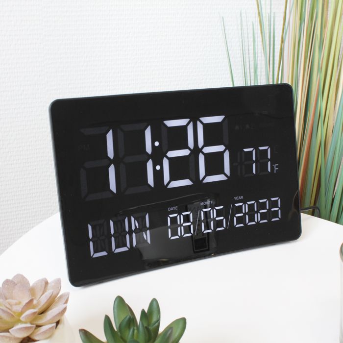 Grande Horloge Murale Numérique LED, Affichage Bic... – Grandado